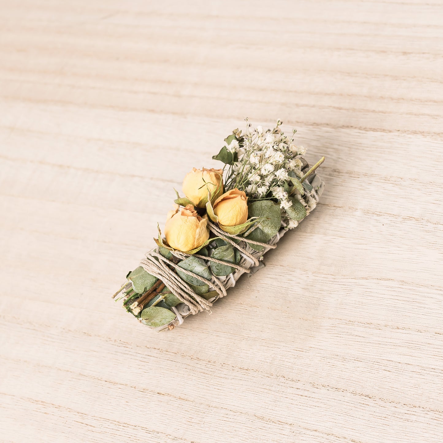 Yellow Roses, Baby's Breath, and Eucalyptus Sage Bundle