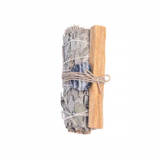 White Sage, Sodalite Crystal and Palo Santo Stick Bundle