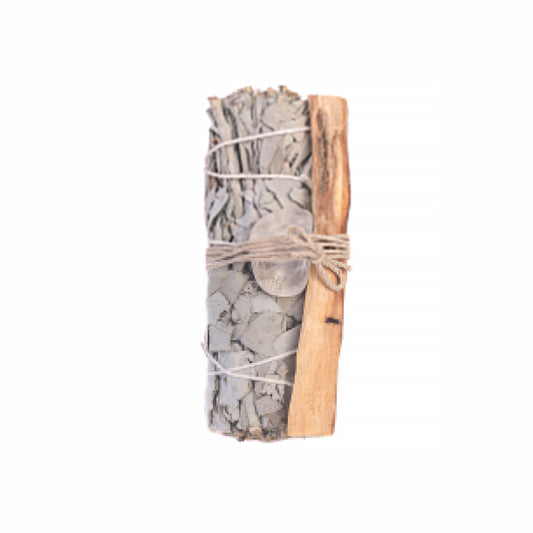 White Sage, Smooth Clear Quartz, Palo Santo Bundle